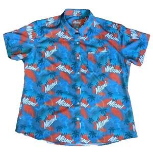 Dixxon Flannel Co The Vice Shirt Women's 2XL Teal Green Button Up Miami All Over